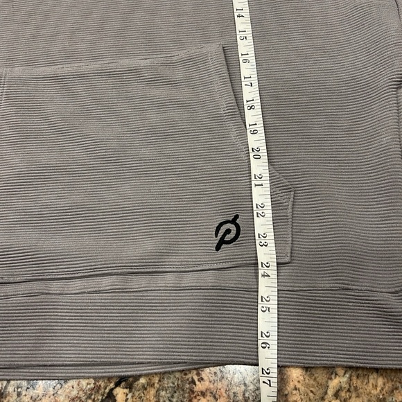 Peloton Gray Ribbed Hoodie Sweatshirt Kangaroo Pocket Long Sleeve Pullover SZ M - Picture 11 of 12